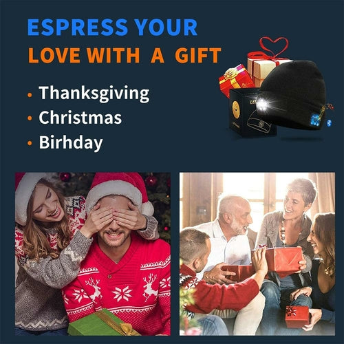 Wireless Bluetooth LED Hat with Music Speakers Winter Gift